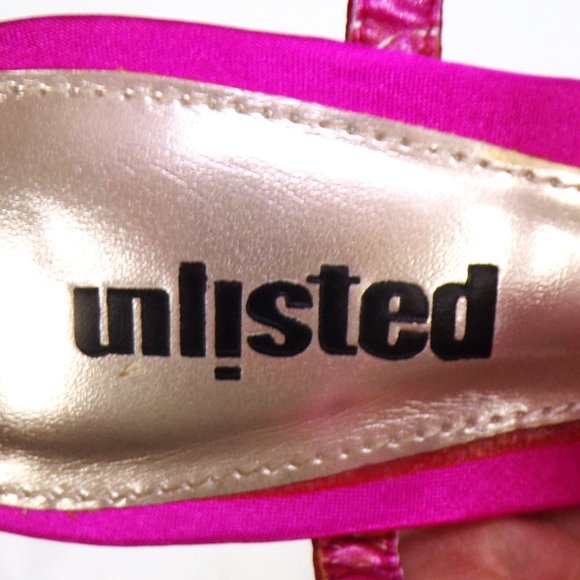 UNLISTED size 6.5M POCKET LIST fuchsia satin party sandals leather soles bal syn - Picture 14 of 16